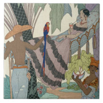 The idle beauty (pochoir print) tiles