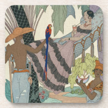 The idle beauty (pochoir print) cork coasters