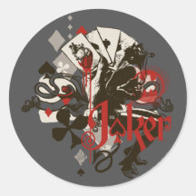 The Joker - 4 Aces Bleeding Heart Devil Round Sticker