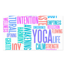 The Joy of Yoga Elegant Pastel Coloured Word Cloud Business Card Template