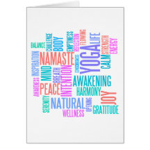 The Joy of Yoga Elegant Pastel Coloured Word Cloud Card