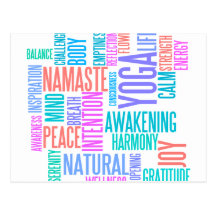 The Joy of Yoga Elegant Pastel Coloured Word Cloud Post Card