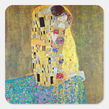 The Kiss 2 by Gustav Klimt Square Stickers