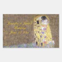 "The Kiss" by Gustav Klimt Personalised Wedding Rectangular Sticker