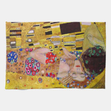 The Kiss (detail) by Gustav Klimt Kitchen Towel