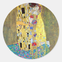 The Kiss (original Der Kuss) by Gustav Klimt Round Sticker