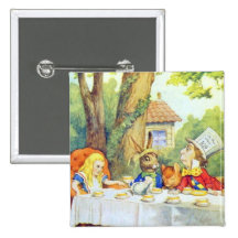 The Mad Hatters Tea Party Full Colour Pins