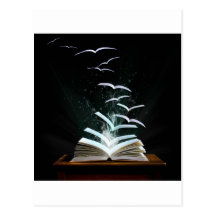 The magical world of reading postcard