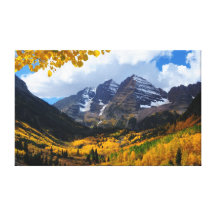 The Maroon Bells in Autumn Gold Gallery Wrapped Canvas