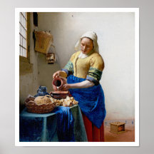 The Milkmaid by Jan Vermeer - Vintage Art Poster
