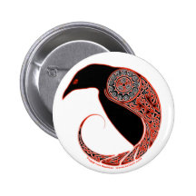 The Morrigan Raven Celtic knotwork Pins & Buttons