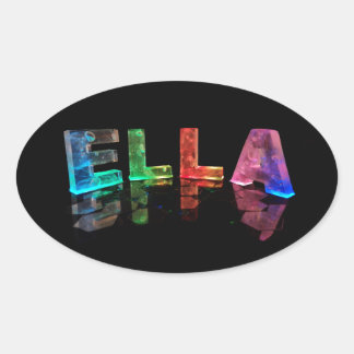 The Name Ella in 3D Lights (Photograph) Oval Sticker