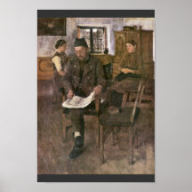 The Newspaper By Leibl Wilhelm (Best Quality) Poster