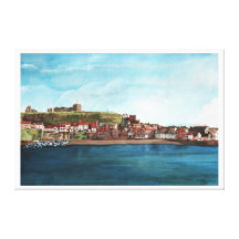 The Old Town Below Of East Cliff Whitby Harbour Gallery Wrap Canvas