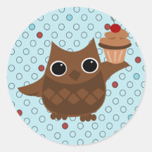 The Owl and the Cupcake Round Sticker