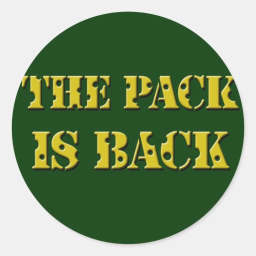 the pack is back cheese text round sticker