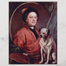 The Painter And His Pug Self Portrait By Hogarth, Full Color Flyer