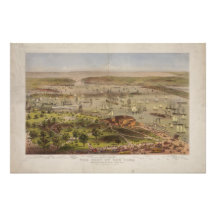 The Port of New York Bird's Eye View in 1872 Photo