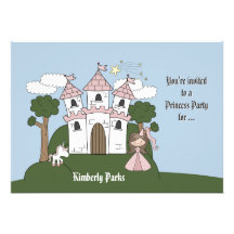 The Princess and her Unicorn - Photo Birthday Part Personalised Invitation