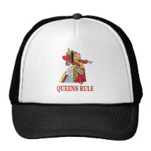 THE QUEEN OF HEARTS DECLARES QUEENS RULE TRUCKER HAT
