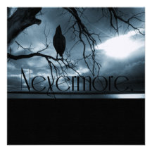 The Raven - Nevermore Sunbeams & Tree Blue Personalized Invitations