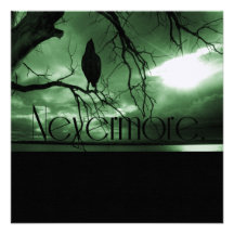 The Raven - Nevermore Sunbeams Tree - Green Personalised Invite