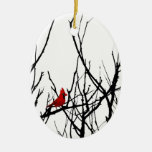 The Red Bird by Leslie Peppers Christmas Tree Ornaments