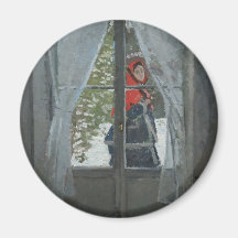 The Red Kerchief, Portrait of Mrs. Monet (1873) Refrigerator Magnets