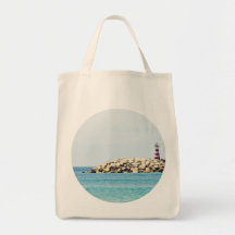 The Red Lighthouse Summer Tote Canvas Bag