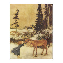 The Snow Queen with Gerda Fairy Tale Stretched Canvas Prints