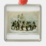 The snow-shoe dance christmas ornaments