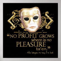 The Taming of the Shrew Quote (Gold Version) Print
