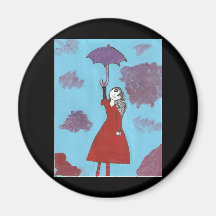 The Umbrella Girl Refrigerator Magnets
