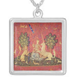 The Unicorn and Maiden Mediaeval Tapestry Image Pendant