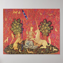 The Unicorn and Maiden Mediaeval Tapestry Image Print