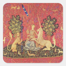 The Unicorn and Maiden Mediaeval Tapestry Image Stickers