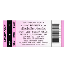 The VIP Ticket Birthday Invitation (Light Pink)