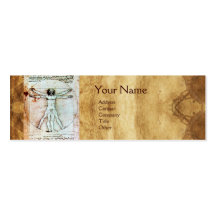 THE VITRUVIAN MAN , Antique Brown Parchment Business Card