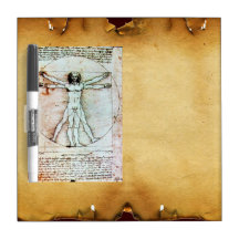 THE VITRUVIAN MAN Antique Parchment Dry Erase Whiteboard
