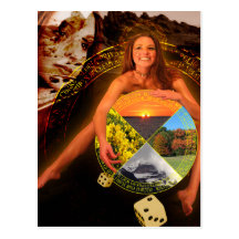 The Wheel of Fortune Tarot Card Art Postcards