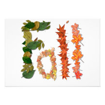 The word " Fall " written in leaf graphics Personalized Announcement