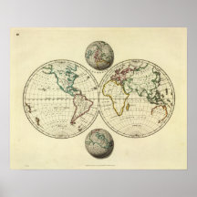 The World with continental boundaries Poster