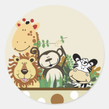 The Zoo Crew Jungle Envelope Seals - Tan Round Sticker