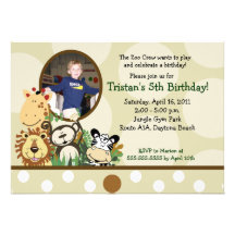 The Zoo Crew Jungle *PHOTO* Birthday - TAN Custom Announcements