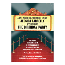 Theatre Marquee Party Personalised Invite