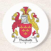 Theobald Family Crest Drink Coaster