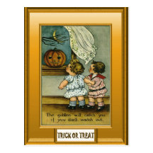 There's a pumpkin at the window post card