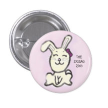 THEZIGZAGZOO PINK BUNNY BUTTON