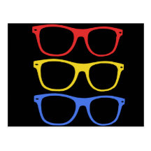 thick rimmed glasses postcard