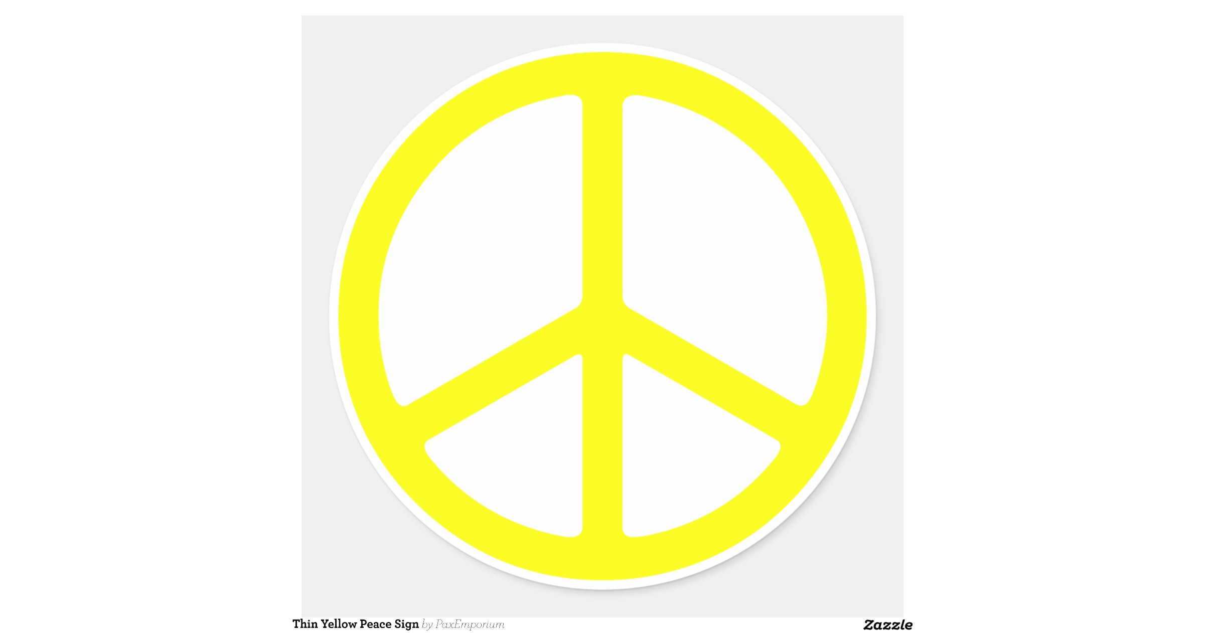 Thin Yellow Peace Sign Round Sticker | Zazzle